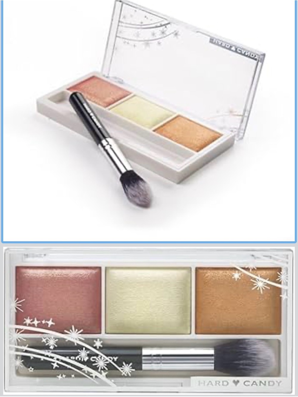 Hard Candy Trio Highlighter Palette — Peach, Champagne, Gold